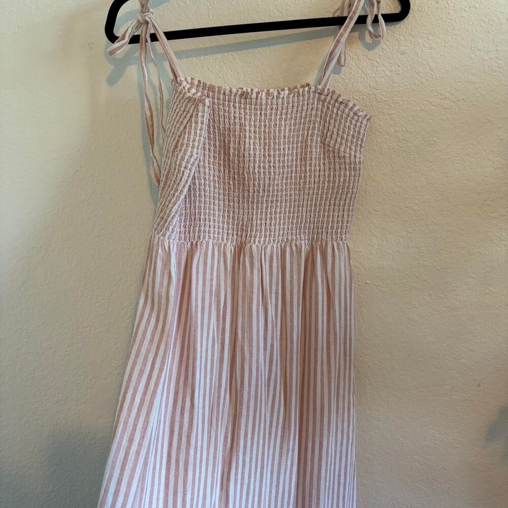 Gap Women's Pink and White Stripe Linen Dress NWT